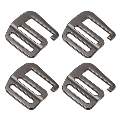 Harfington Uxcell 0.98" Webbing Release G Hook Buckle Adjusters for Backpack Strap, 4Pcs Dark Grey