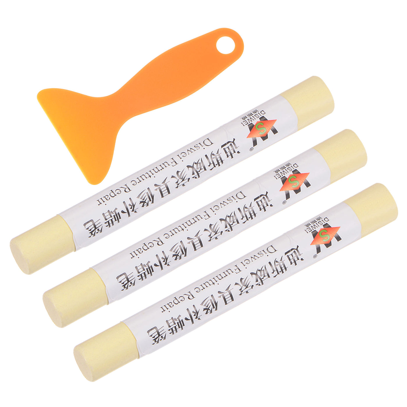 Harfington Wood Furniture Repair Kit 3pcs Markers with Spatula, Banana Yellow