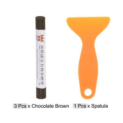 Harfington Wood Furniture Repair Kit 3pcs Markers with Spatula, Chocolate Brown