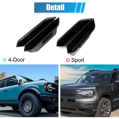 Harfington 4pcs Front Rear Door Handle Storage Box Door Side Armrest Phone Pocket Insert Box Tray ABS For Ford Bronco 2021 2022 2023 4Door Black