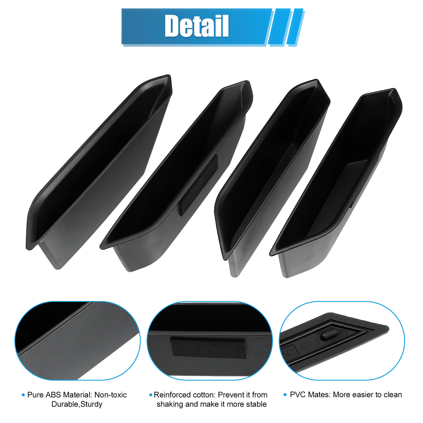 X AUTOHAUX 4pcs Front Rear Door Handle Storage Box Door Side Armrest Phone Pocket Insert Box Tray ABS For Ford Bronco 2021 2022 2023 4Door Black