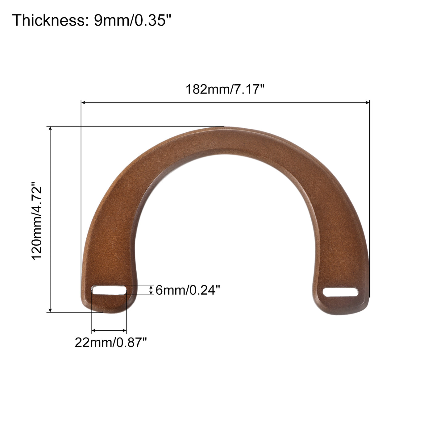 uxcell Uxcell 7.17" Wooden U-Shaped Handbag Handle Replacement for Bag Making, 2Pcs Brown