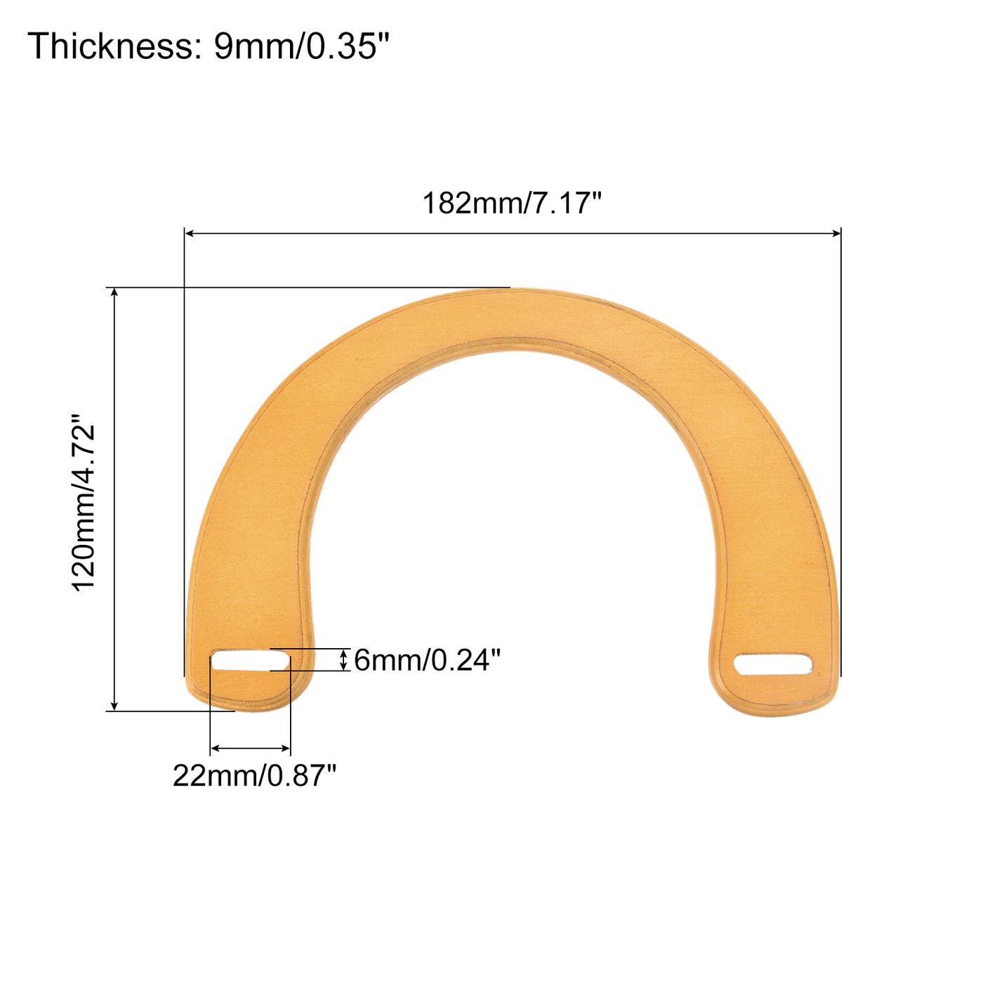 uxcell Uxcell 7.17" Wooden U-Shaped Handbag Handle Replacement for Bag Making, 2Pcs Yellow