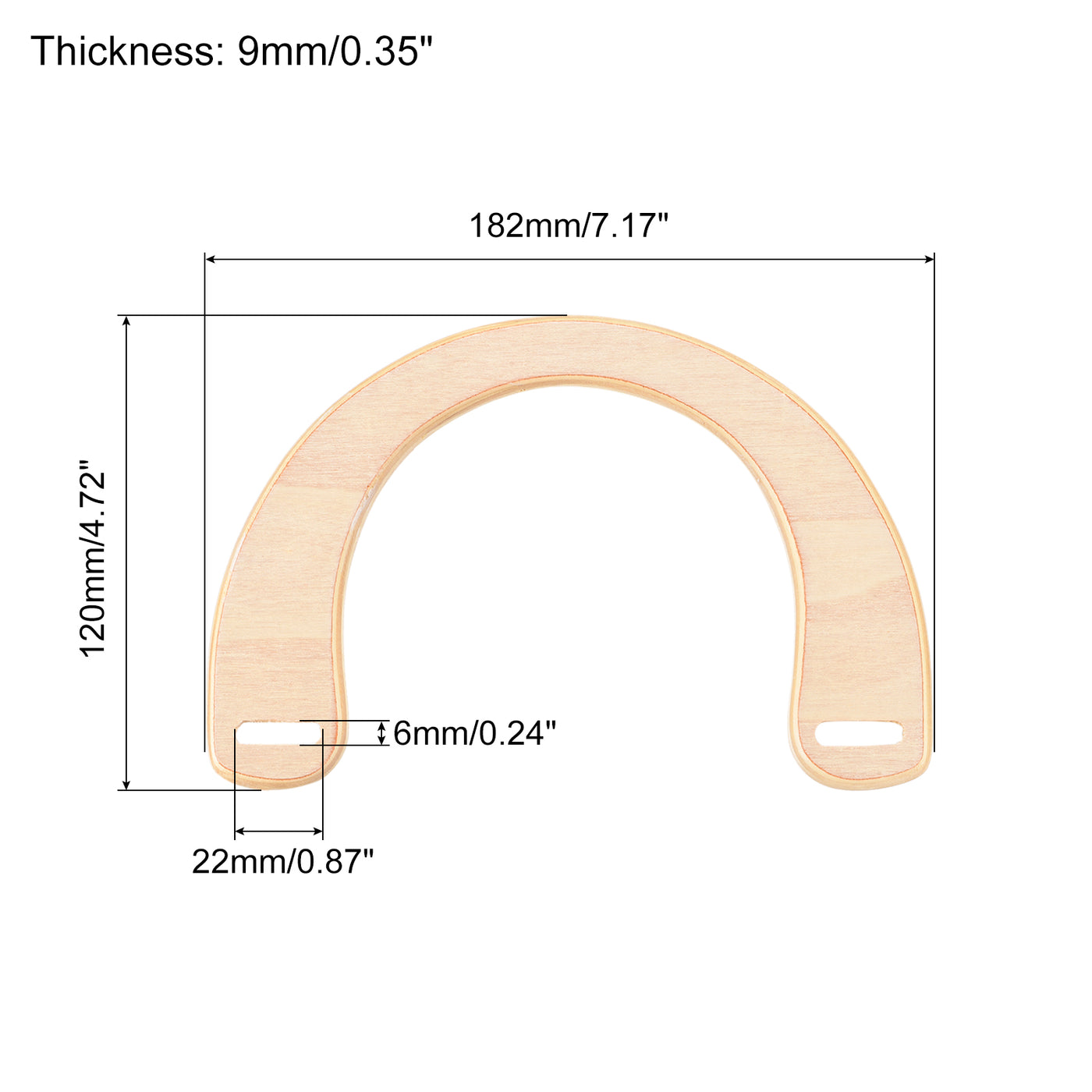 uxcell Uxcell 7.17" Wooden U-Shaped Handbag Handle Replacement for Bag Making, 2Pcs White