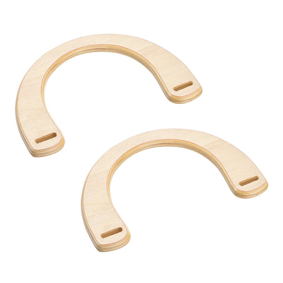 uxcell Uxcell 7.17" Wooden U-Shaped Handbag Handle Replacement for Bag Making, 2Pcs White