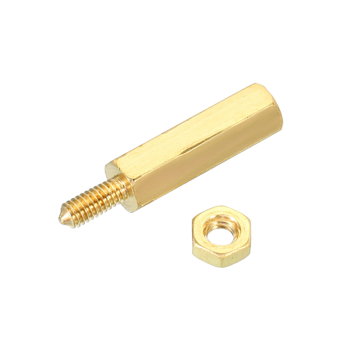 Harfington 15mm+6mm M2.5 Standoff Screws 100 Pack Brass Hex PCB Standoffs Nuts Gold Tone