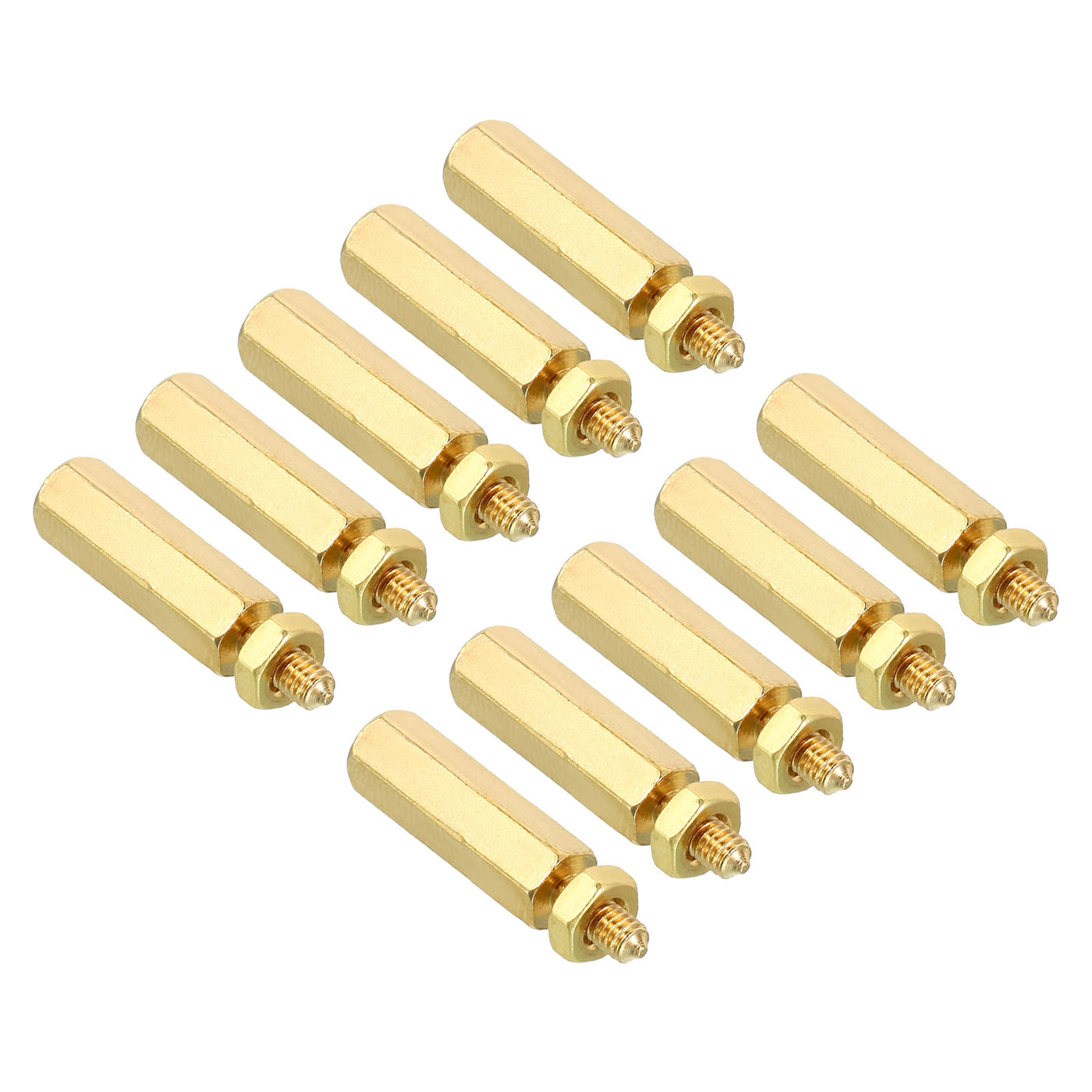 Harfington 15mm+6mm M2.5 Standoff Screws 100 Pack Brass Hex PCB Standoffs Nuts Gold Tone