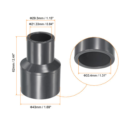 Harfington UPVC Reduzierer Rohrverschraubung 1" x 1/2" Sockel Zeitplan 80, 2 Pack gerader Kupplung Adapter Stecker, grau