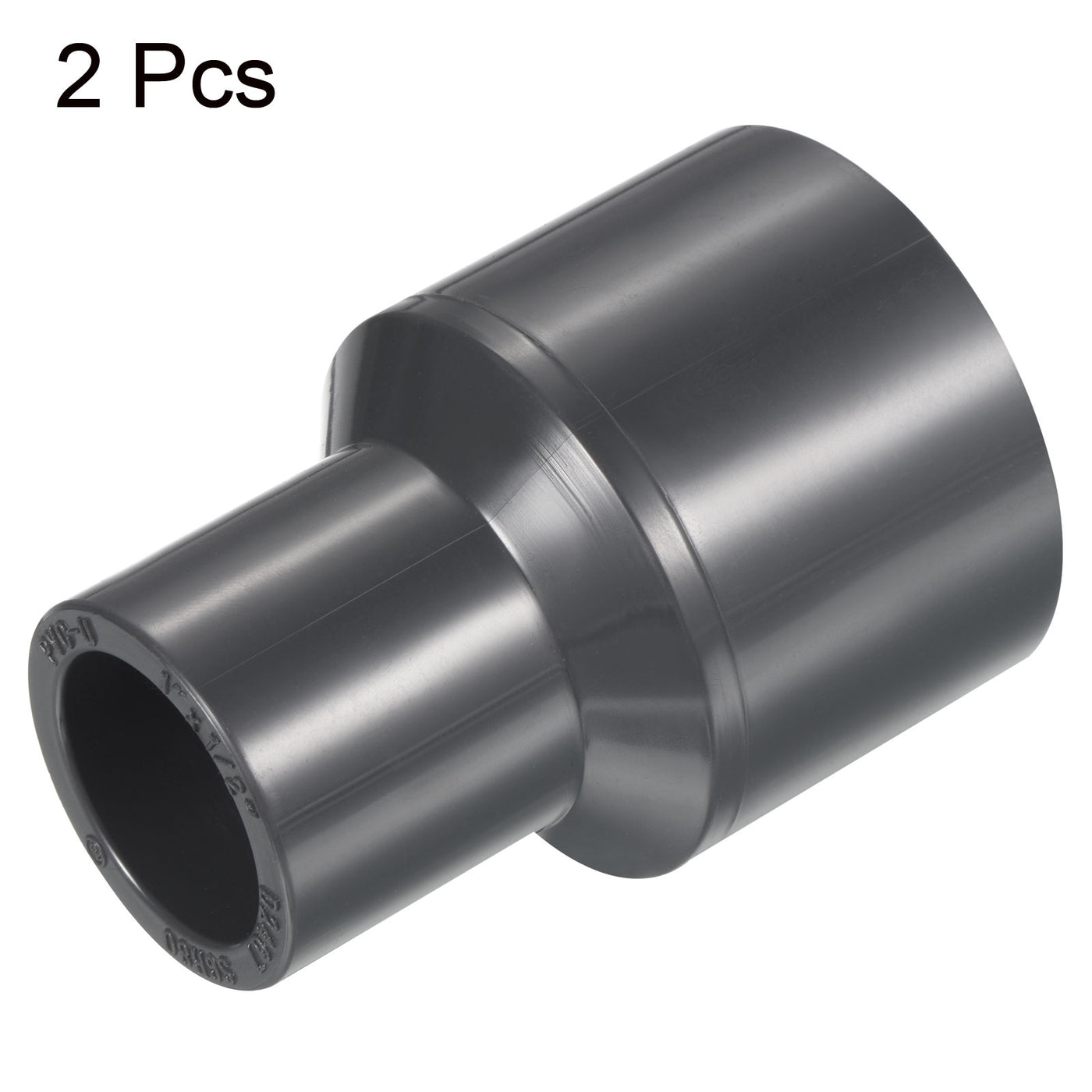 Harfington UPVC Reduzierer Rohrverschraubung 1" x 1/2" Sockel Zeitplan 80, 2 Pack gerader Kupplung Adapter Stecker, grau