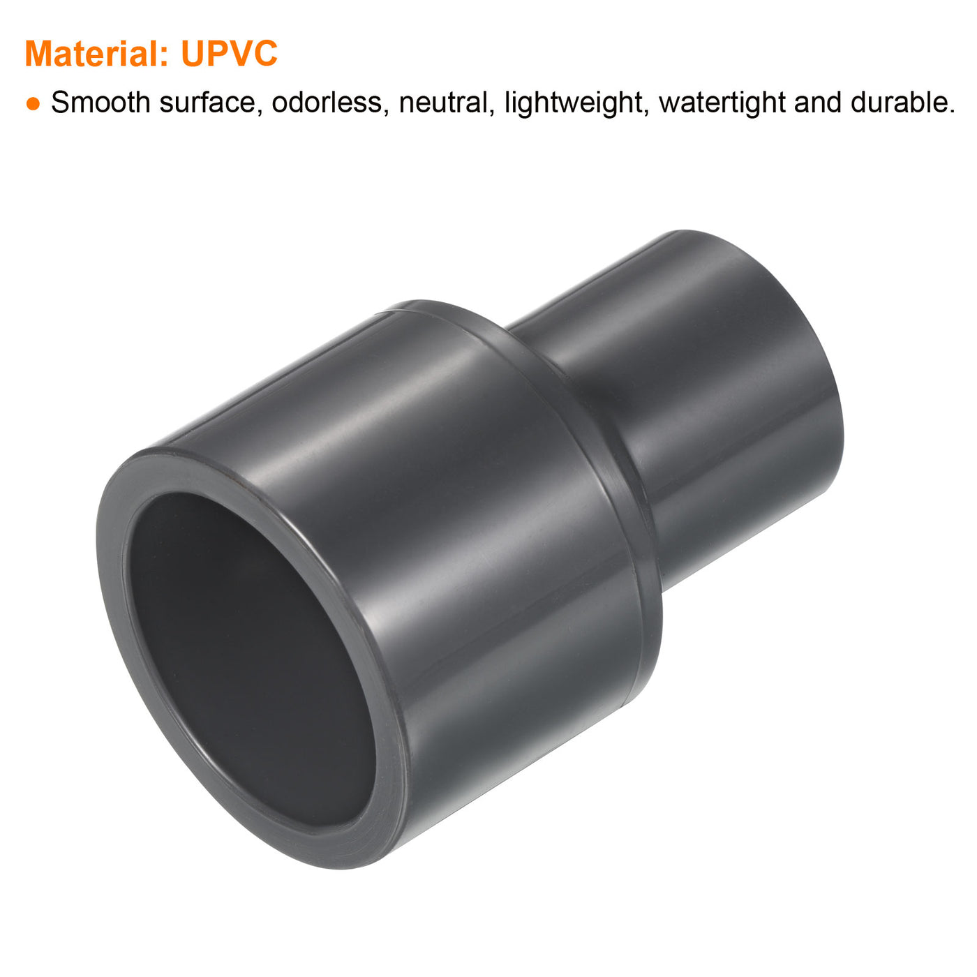 Harfington UPVC Reduzierer Rohrverschraubung 1" x 1/2" Sockel Zeitplan 80, 2 Pack gerader Kupplung Adapter Stecker, grau