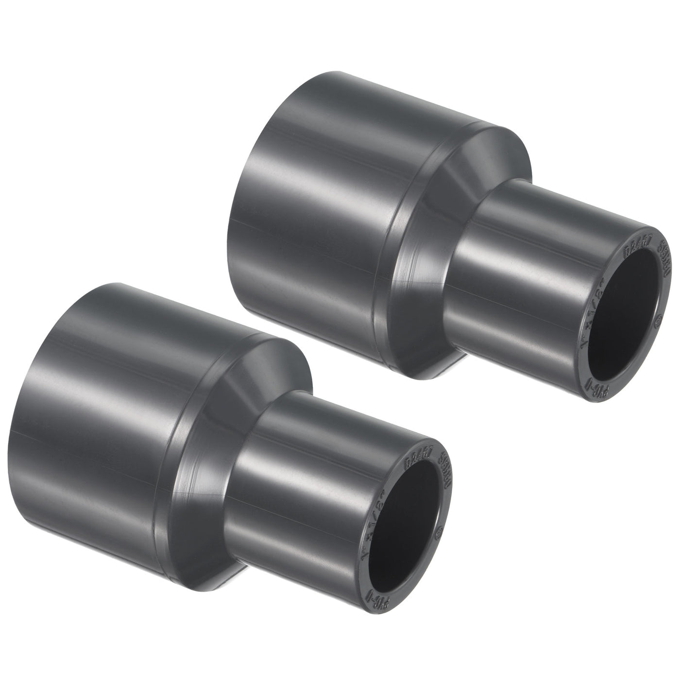 Harfington UPVC Reduzierer Rohrverschraubung 1" x 1/2" Sockel Zeitplan 80, 2 Pack gerader Kupplung Adapter Stecker, grau