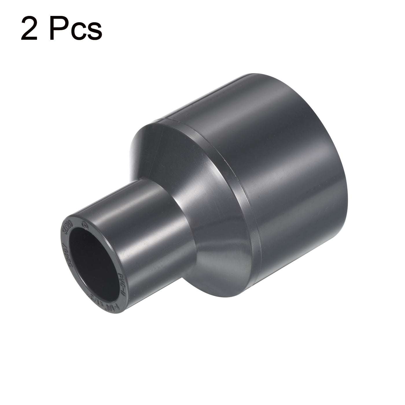 Harfington UPVC Reduzierer Rohrverschraubung 1-1/4" x 1/2" Sockel Zeitplan 80, 2 Pack gerader Kupplung Adapter Stecker, grau