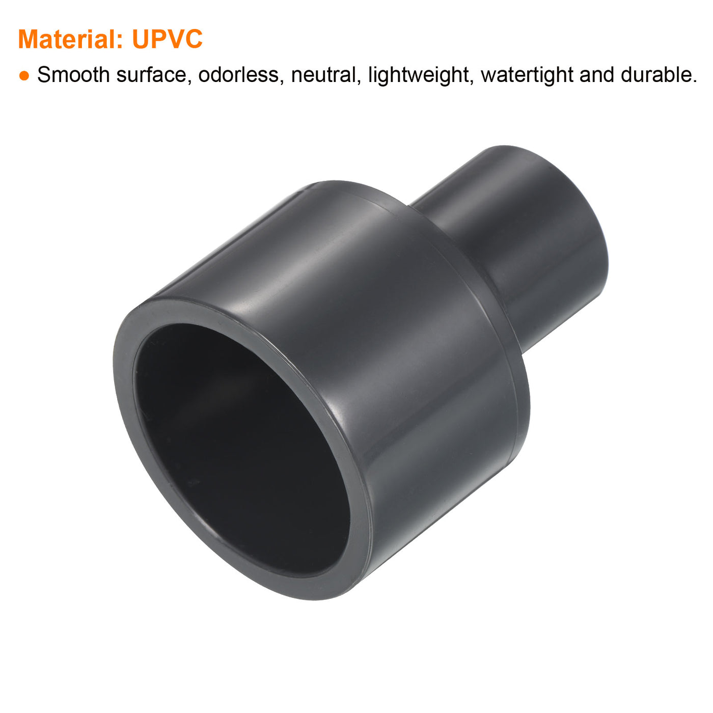 Harfington UPVC Reduzierer Rohrverschraubung 1-1/4" x 1/2" Sockel Zeitplan 80, 2 Pack gerader Kupplung Adapter Stecker, grau