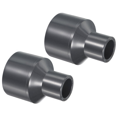 Harfington UPVC Reduzierer Rohrverschraubung 1-1/4" x 1/2" Sockel Zeitplan 80, 2 Pack gerader Kupplung Adapter Stecker, grau