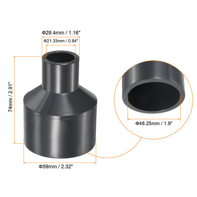 Harfington UPVC Reduzierer Rohrverschraubung 1-1/2" x 1/2" Sockel Zeitplan 80, 2 Pack gerader Kupplungs adapter Stecker, grau