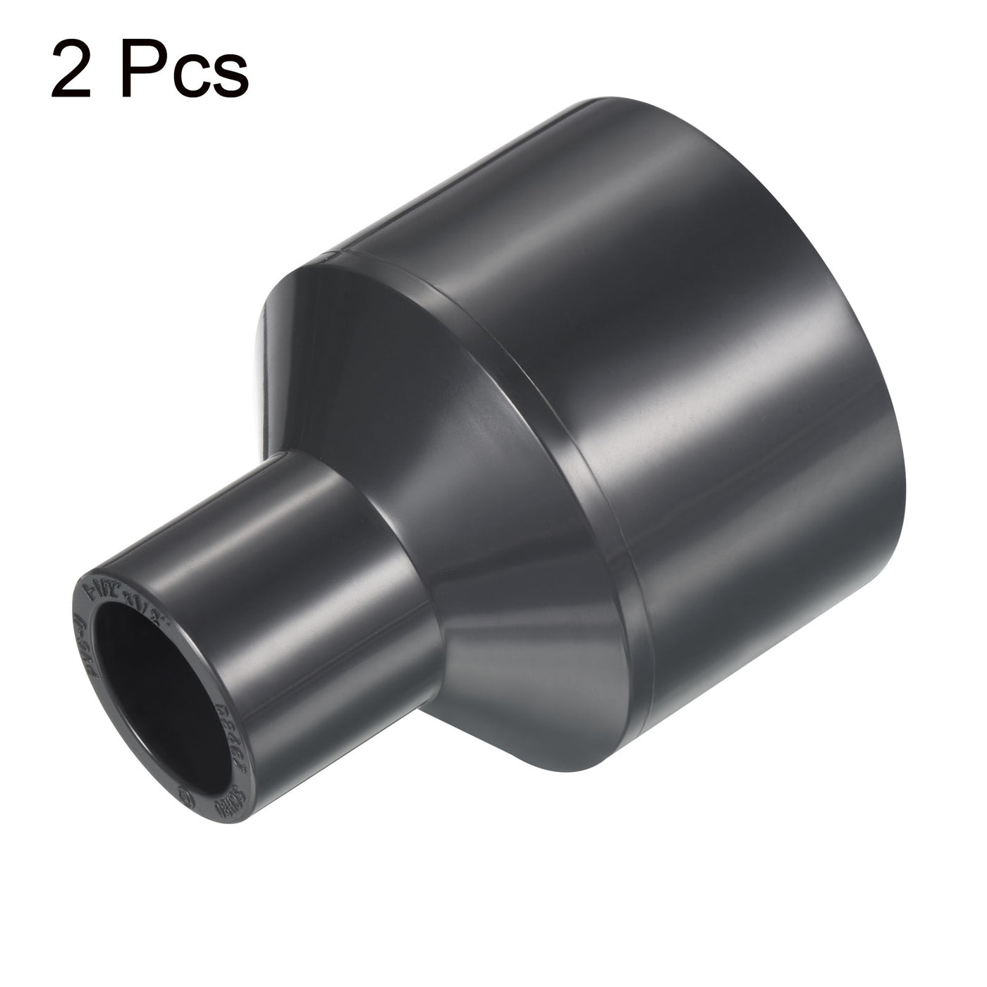 Harfington UPVC Reduzierer Rohrverschraubung 1-1/2" x 1/2" Sockel Zeitplan 80, 2 Pack gerader Kupplungs adapter Stecker, grau