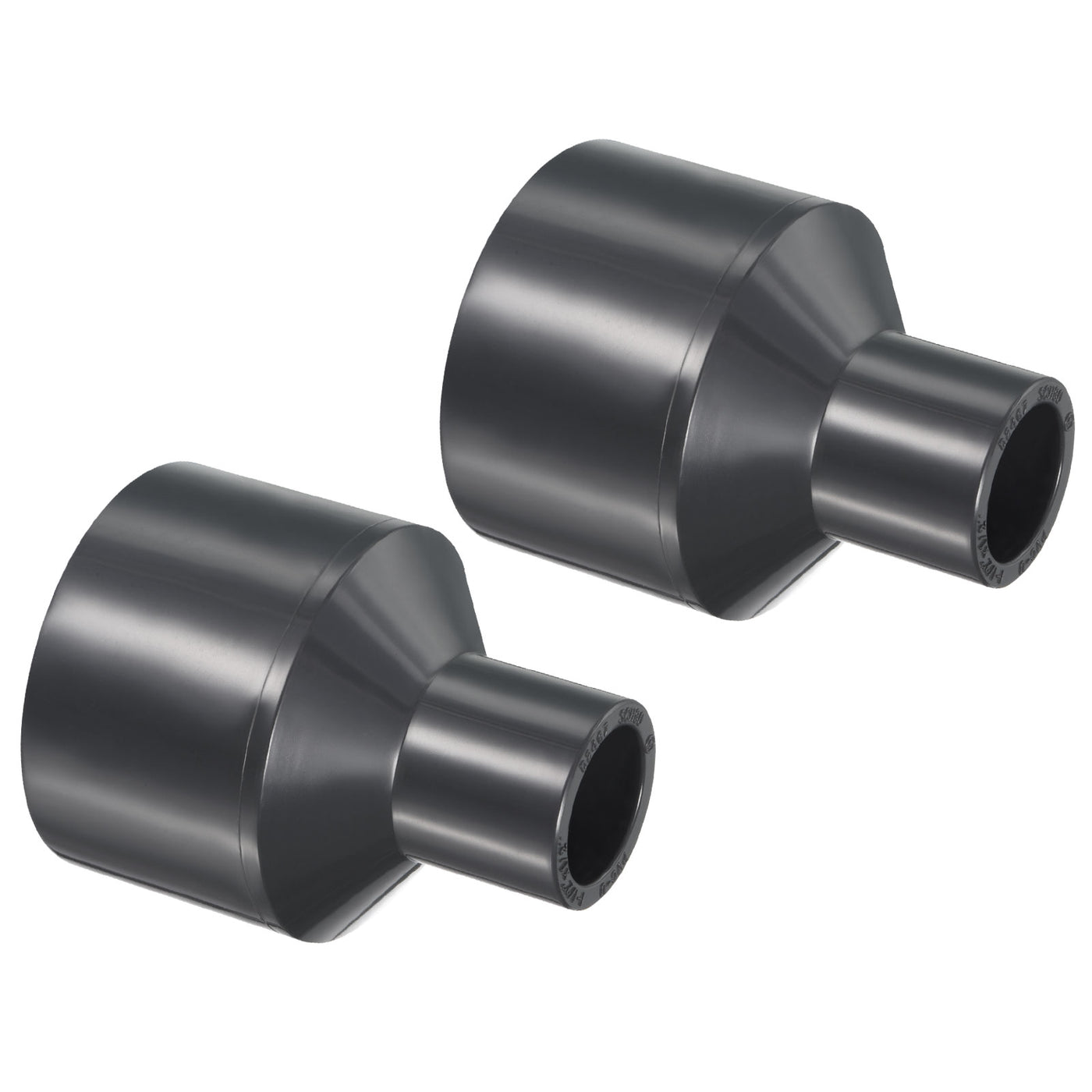 Harfington UPVC Reduzierer Rohrverschraubung 1-1/2" x 1/2" Sockel Zeitplan 80, 2 Pack gerader Kupplungs adapter Stecker, grau