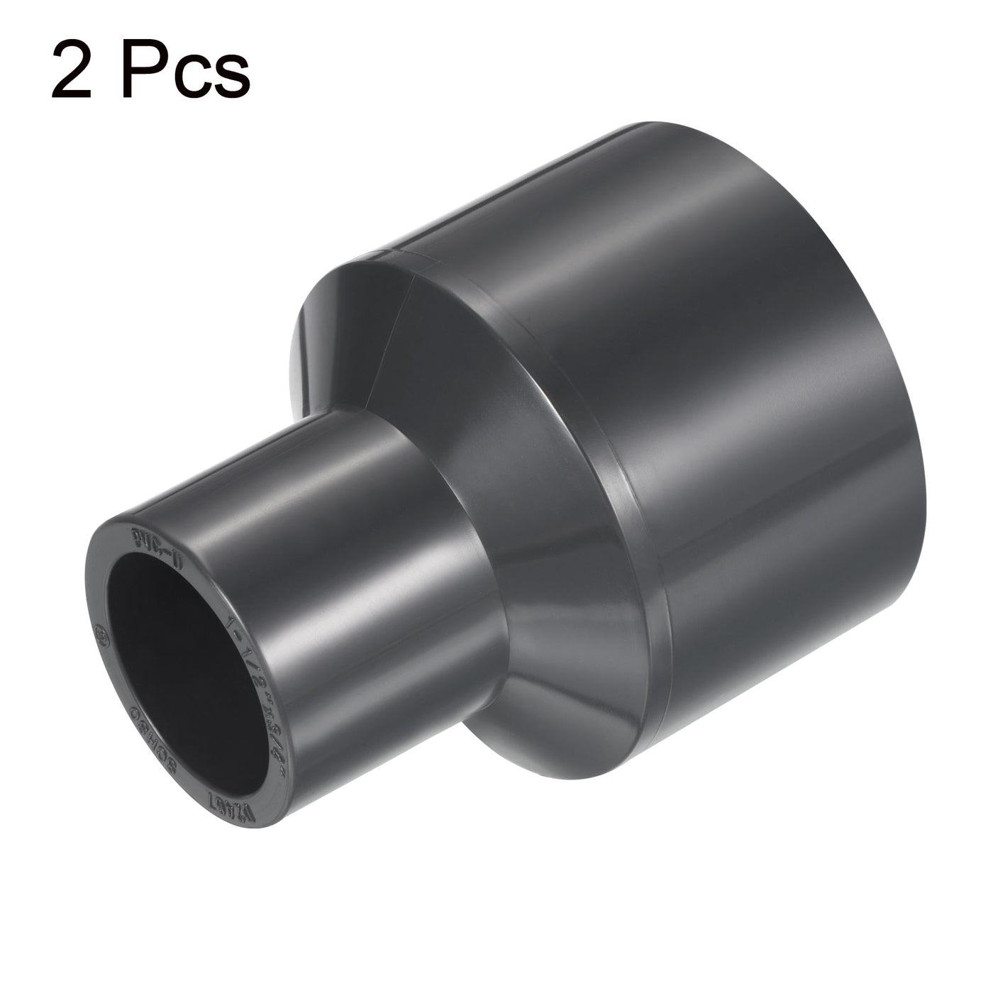 Harfington UPVC Reduzierer Rohrverschraubung 1-1/2" x 3/4" Sockel Zeitplan 80, 2 Pack gerader Kupplung Adapter Stecker, grau