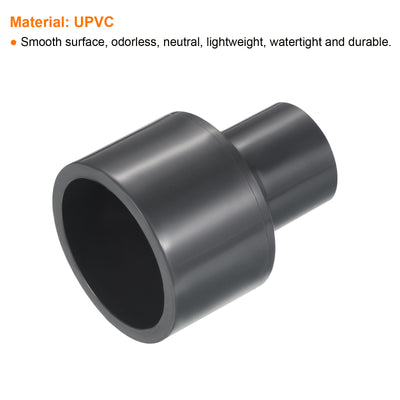 Harfington UPVC Reduzierer Rohrverschraubung 1-1/2" x 3/4" Sockel Zeitplan 80, 2 Pack gerader Kupplung Adapter Stecker, grau