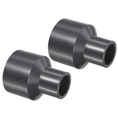 Harfington UPVC Reduzierer Rohrverschraubung 1-1/2" x 3/4" Sockel Zeitplan 80, 2 Pack gerader Kupplung Adapter Stecker, grau