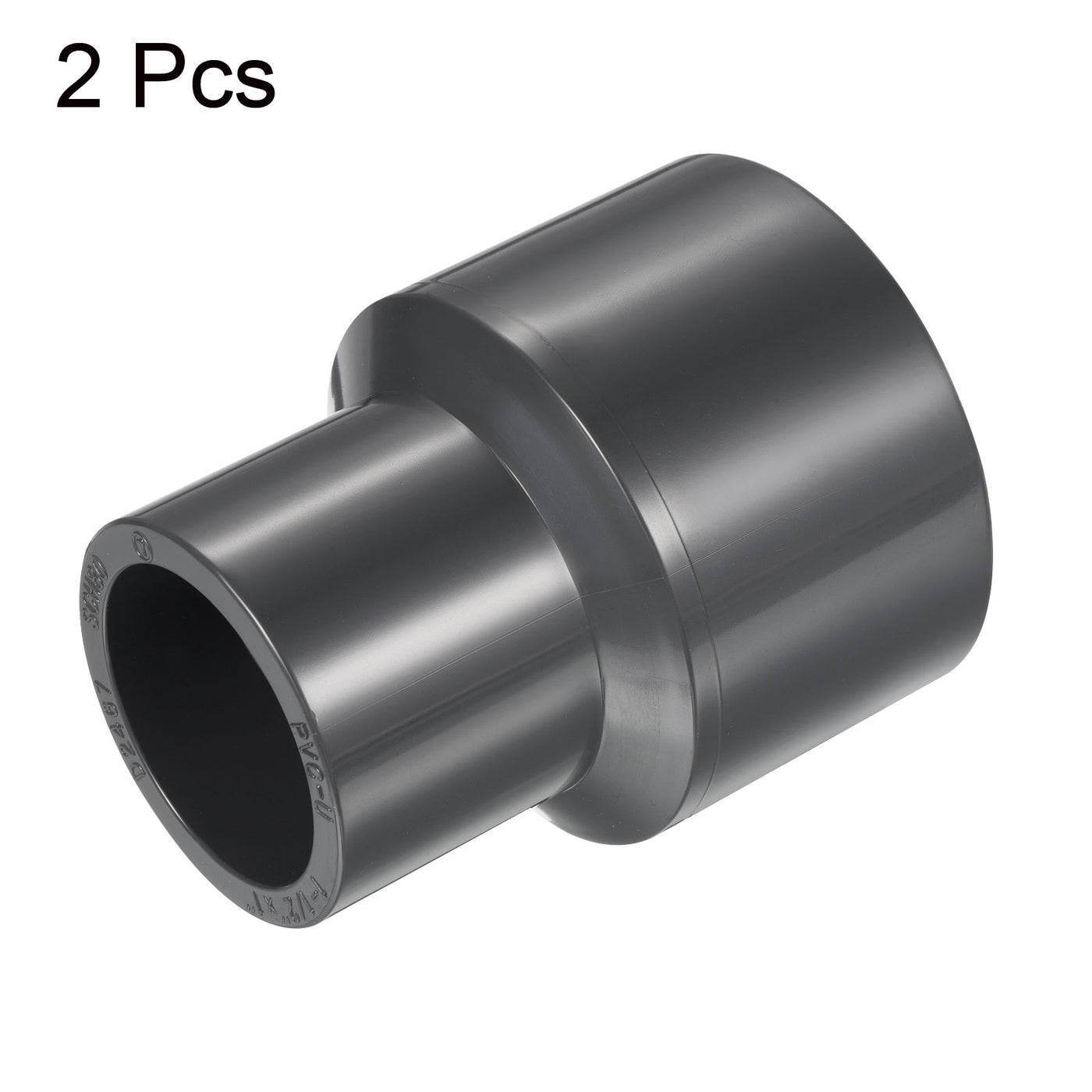 Harfington UPVC Reduzierer Rohrverschraubung 1-1/2" x 1" Sockel Zeitplan 80, 2 Pack gerader Kupplung Adapter Stecker, grau