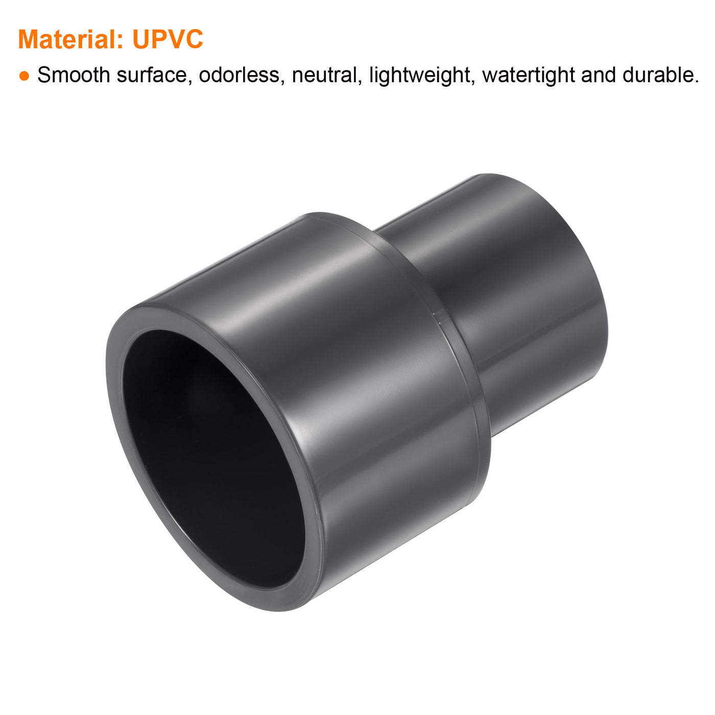 Harfington UPVC Reduzierer Rohrverschraubung 1-1/2" x 1" Sockel Zeitplan 80, 2 Pack gerader Kupplung Adapter Stecker, grau