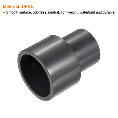 Harfington UPVC Reduzierer Rohrverschraubung 1-1/2" x 1" Sockel Zeitplan 80, 2 Pack gerader Kupplung Adapter Stecker, grau