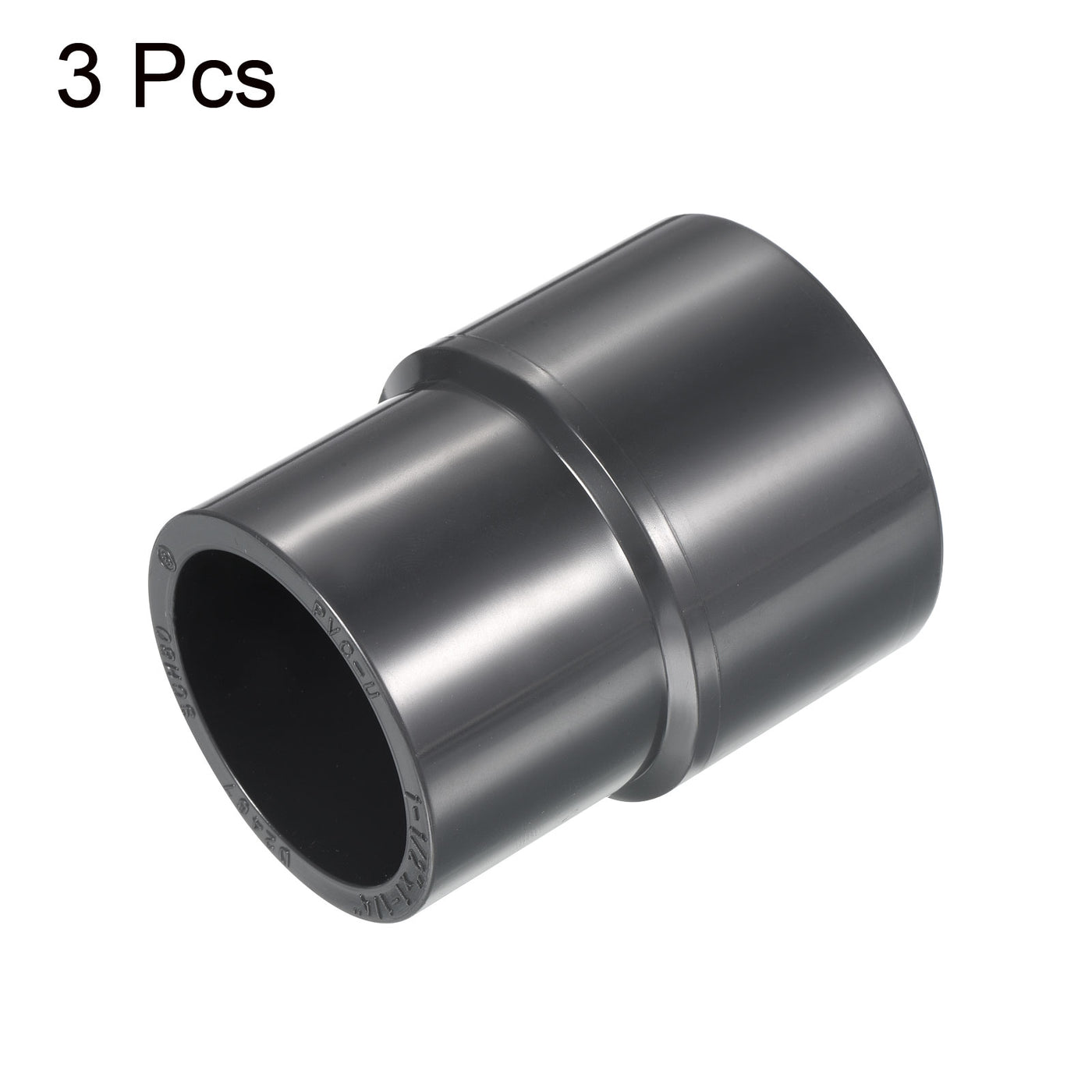 Harfington 3 Stück UPVC Rohrverschraubung für Reduzierstücke 1-1/2" x 1-1/4" Socket Zeitplan 80, Adapteranschluss mit gerader Kupplung, Grau