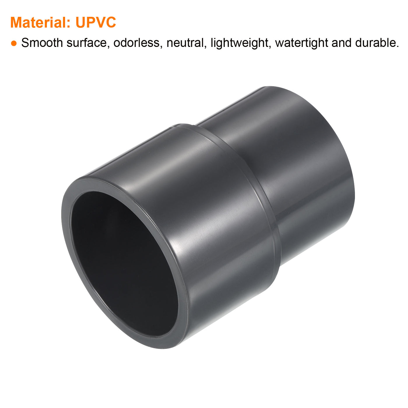 Harfington 3 Stück UPVC Rohrverschraubung für Reduzierstücke 1-1/2" x 1-1/4" Socket Zeitplan 80, Adapteranschluss mit gerader Kupplung, Grau