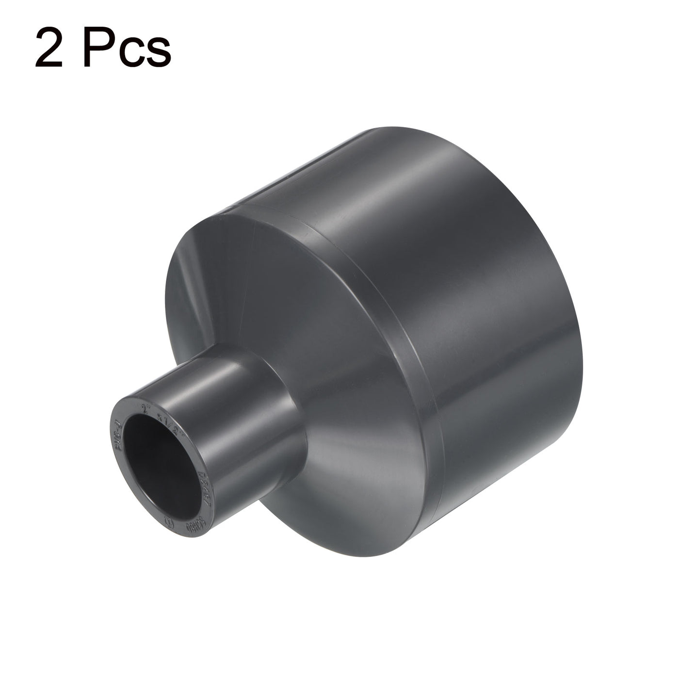 Harfington 2 Stück UPVC Rohrverschraubung für Reduzierstücke 2" x 1/2" Socket Zeitplan 80, Adapteranschluss mit gerader Kupplung, Grau