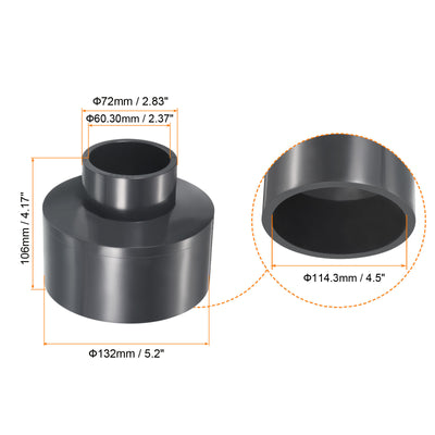 Harfington UPVC Rohrverschraubung für Reduzierstücke 4" x 2" Socket Zeitplan 80, Adapteranschluss mit gerader Kupplung, Grau