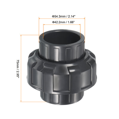 Harfington UPVC Rohrverschraubung 1-1/4" Socket Zeitplan 80, Verbinder mit gerader Verbindung, Grau