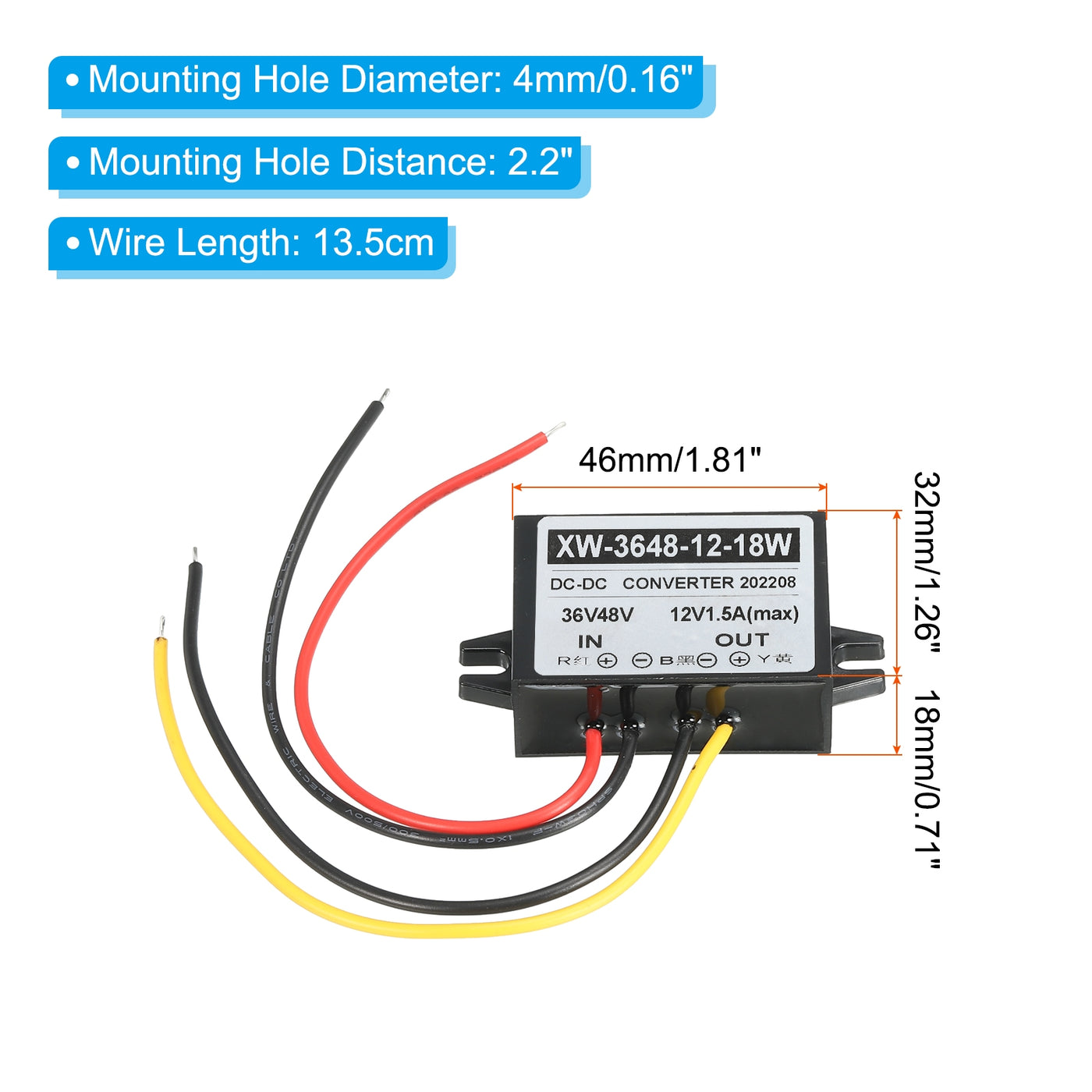 Harfington DC 36V 48V bis DC 12V 1.5A 18W Leistung Wandler Regler Plastik Schale für LED Solaranlage