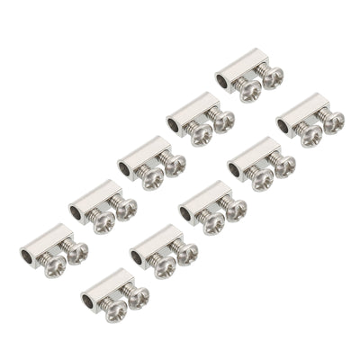 Harfington 12x4.5x5.5mm Wire Rope Clips, 10 Pcs Steel Cable Clamps 3mm Double Holes Wire Lock Rope Fittings Clip with M3*0.5 Screws for Cable