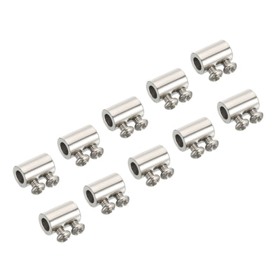 Harfington 8x11.6mm Wire Rope Clips, 10 Pcs Steel Cable Clamps 3.6mm Double Holes Wire Lock Rope Fittings Clip with M3*0.5 Screws for Cable