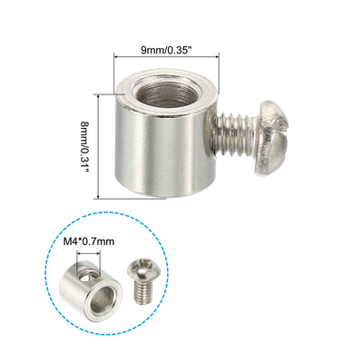 Harfington 9x8mm Wire Rope Clips, 20 Pcs Steel Cable Clamps 5mm Single Hole Wire Lock Rope Fittings Clip with M4*0.7 Screws for Cable