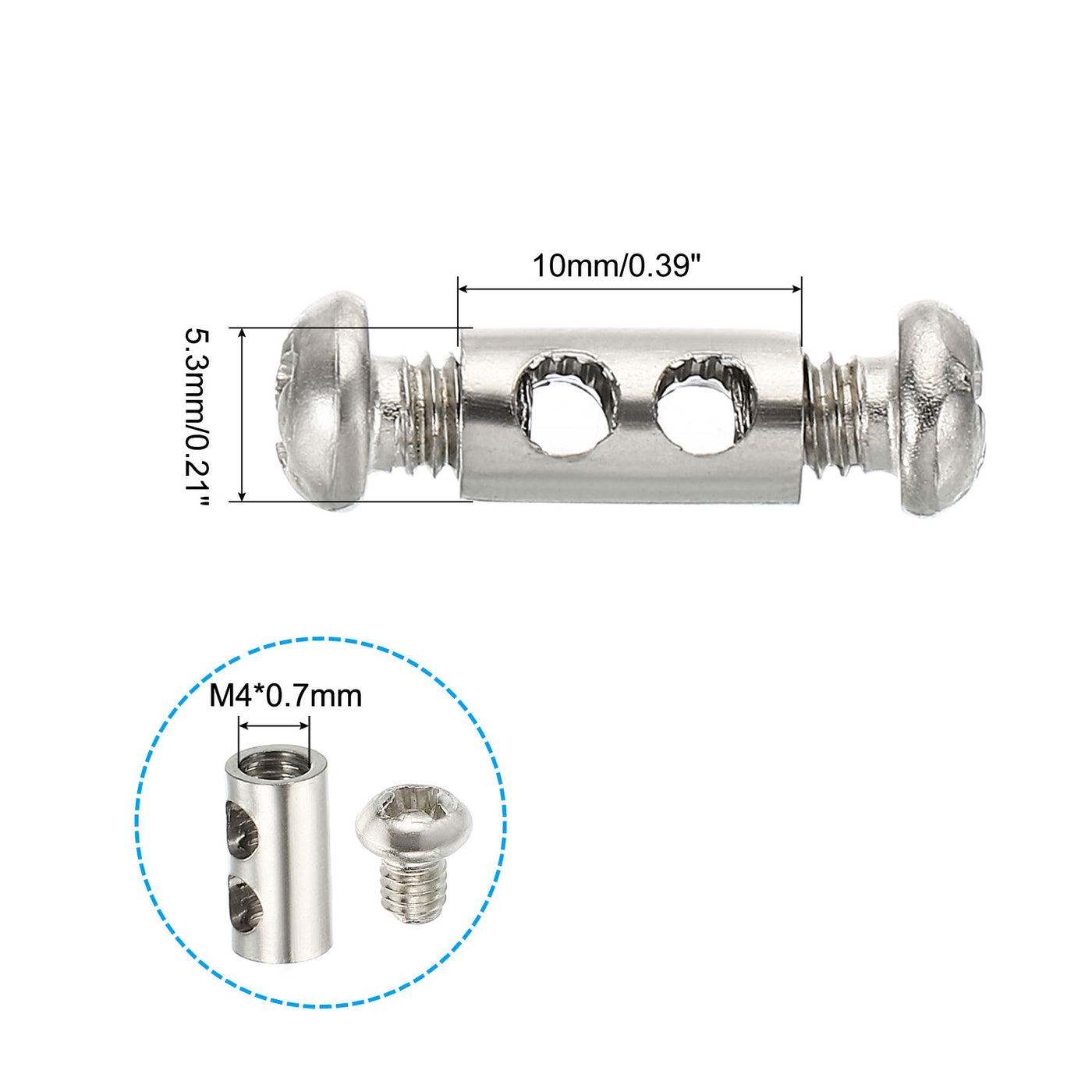 Harfington 5.3x10mm Wire Rope Clips, 20 Pcs Steel Cable Clamps 3mm Double Holes Wire Lock Rope Fittings Clip with M4*0.7 Screws for Cable