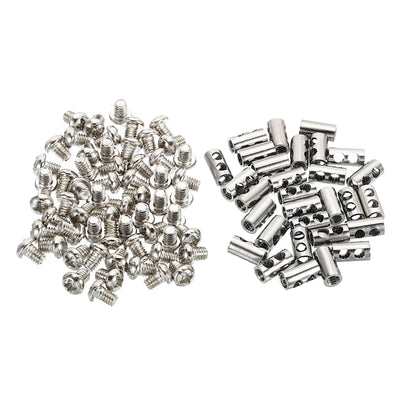 Harfington 5.3x10mm Wire Rope Clips, 30 Pcs Steel Cable Clamps 3mm Double Holes Wire Lock Rope Fittings Clip with M4*0.7 Screws for Cable