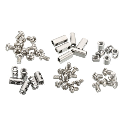 Harfington Wire Rope Clips, 1 Set/18Pcs Steel Cable Clamps 3mm 3.5mm Single/Double Holes Wire Lock Rope Fittings Clip with M3/M4 Screws for Cable