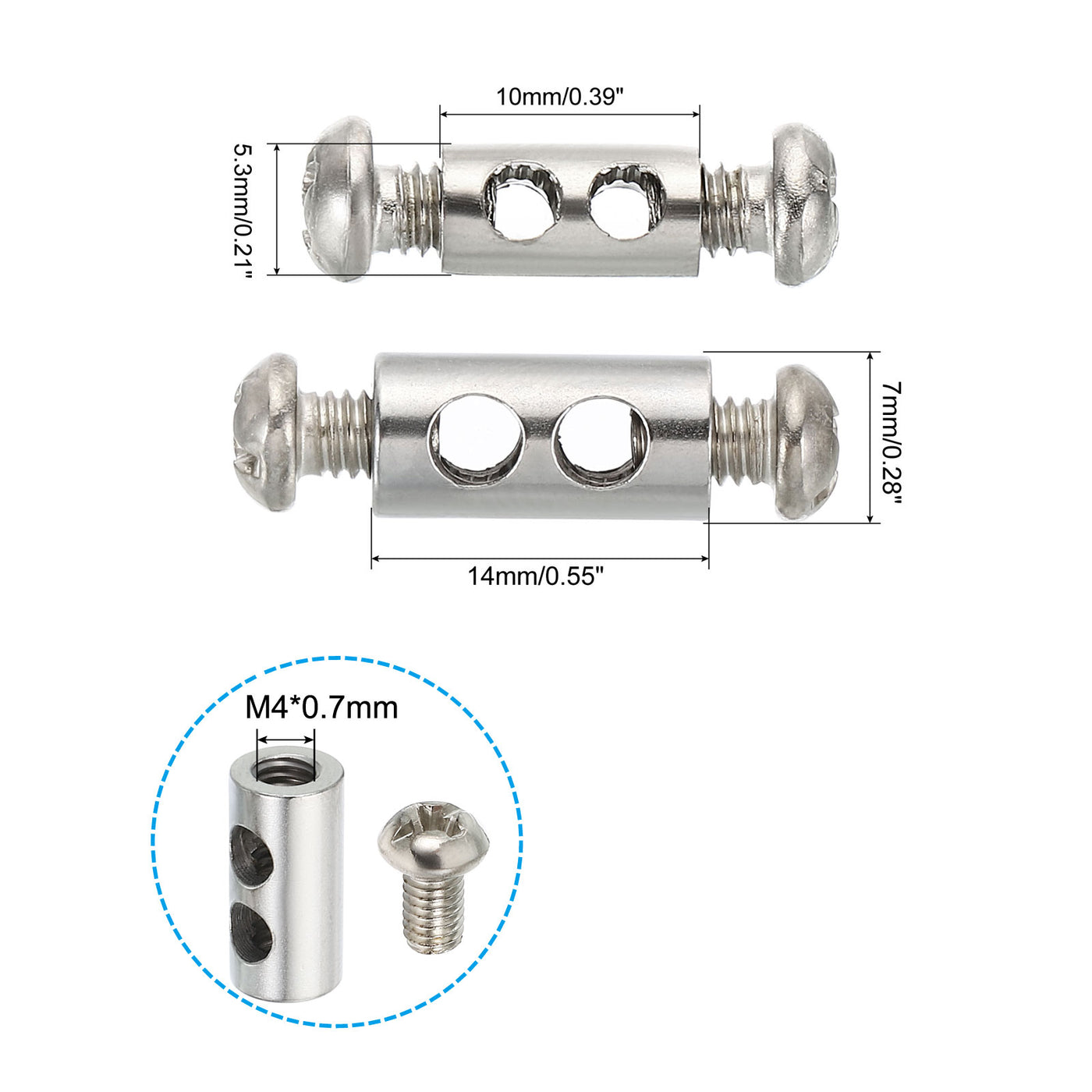 Harfington Wire Rope Clips, 1 Set/20cs Steel Cable Clamps 3mm 3.5mm Double Holes Wire Lock Rope Fittings Clip with M4*0.7 Screws for Cable