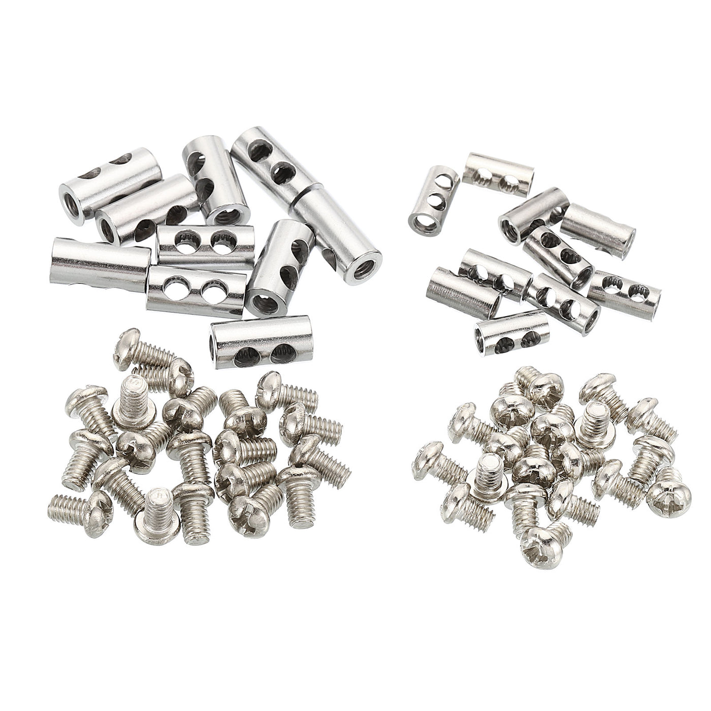 Harfington Wire Rope Clips, 1 Set/20cs Steel Cable Clamps 3mm 3.5mm Double Holes Wire Lock Rope Fittings Clip with M4*0.7 Screws for Cable