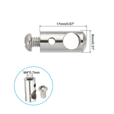 Harfington 8x17mm Wire Rope Clips, 5 Pcs Steel Cable Clamps 2.5mm 6.1mm Double Holes Wire Lock Rope Fittings Clip with M4*0.7 Screws for Cable