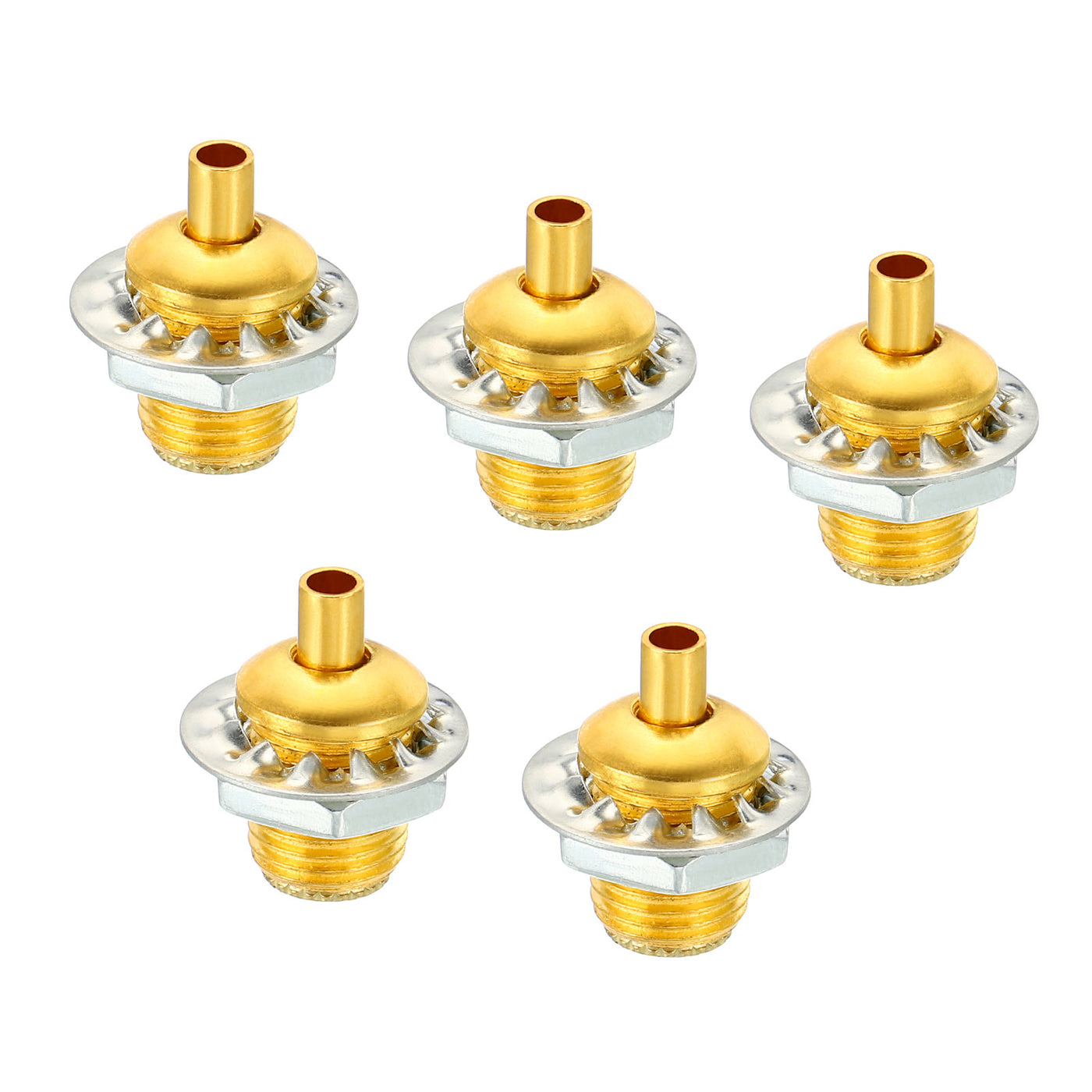 Harfington M10*1 Thread Cable Glands Cord Grip, 5 Pcs Steel Cable Grip Wire Clamp Wire Lock with Nut Toothed Washer for Lighting Pendant Lamp, Golden