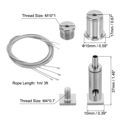 Harfington 1m/3.3ft 4 Set Ceiling Hanging Wire Cable Kit with Square Nail, Style 2