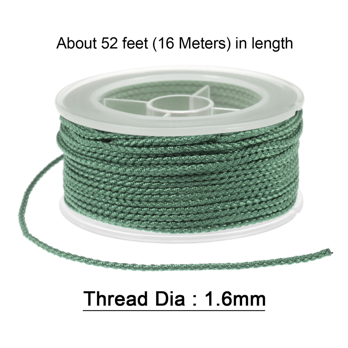 Harfington Nylon Thread Twine Beading Cord 1.6mm Braided String 16M/52 Feet, Pale Green