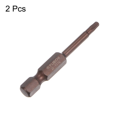 Harfington 2Stück T10 Torx Bit 1/4" Sechskantschaft 2" Länge Magnetische Sicherheit Stern Schraubendreher Elektrowerkzeug, Rot