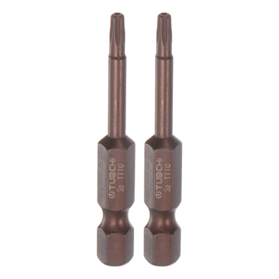 Harfington 2Stück T10 Torx Bit 1/4" Sechskantschaft 2" Länge Magnetische Sicherheit Stern Schraubendreher Elektrowerkzeug, Rot