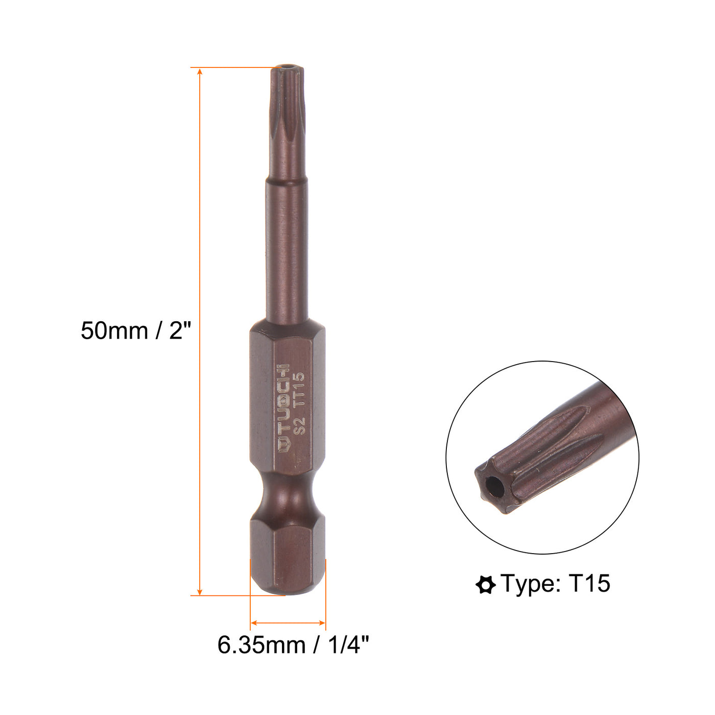 Harfington 2Stück T15 Torx Bit 1/4" Sechskantschaft 2" Länge Magnetische Sicherheit Stern Schraubendreher Elektrowerkzeug, Rot