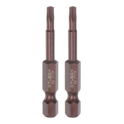 Harfington 2Stück T15 Torx Bit 1/4" Sechskantschaft 2" Länge Magnetische Sicherheit Stern Schraubendreher Elektrowerkzeug, Rot