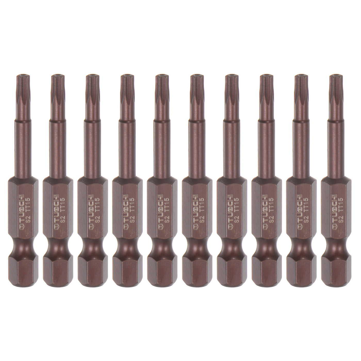 Harfington 10pcs T15 Magnetic Security Torx Screwdriver Bit 1/4" Hex Shank 2" Length, Red